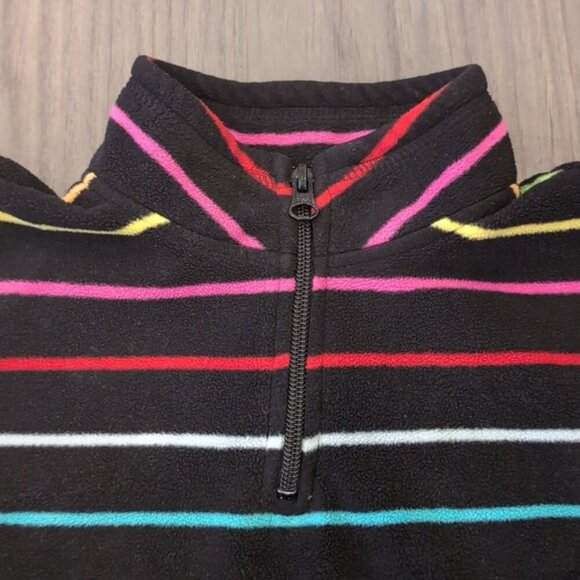 3/$20 Vintage Y2K Old Navy Quarter Zip Sweater Rainbow Striped Fleece Winter - Picture 3 of 13